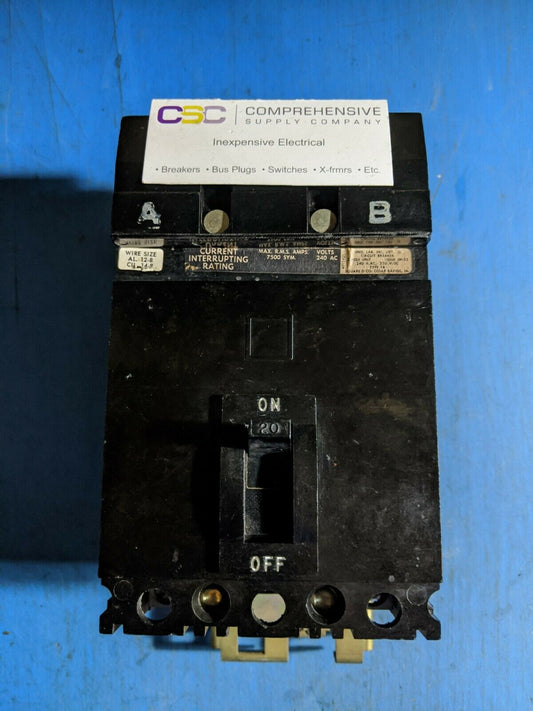 FA22020AB - Square D 20A Amp 2P Pole 10kA@240V I-Line Plug On Black Circuit Breaker