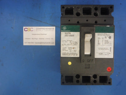 TED136015 - GE 15A Amp 3P Pole 600V 18kA@480V Feed Thru Ted Circuit Breaker