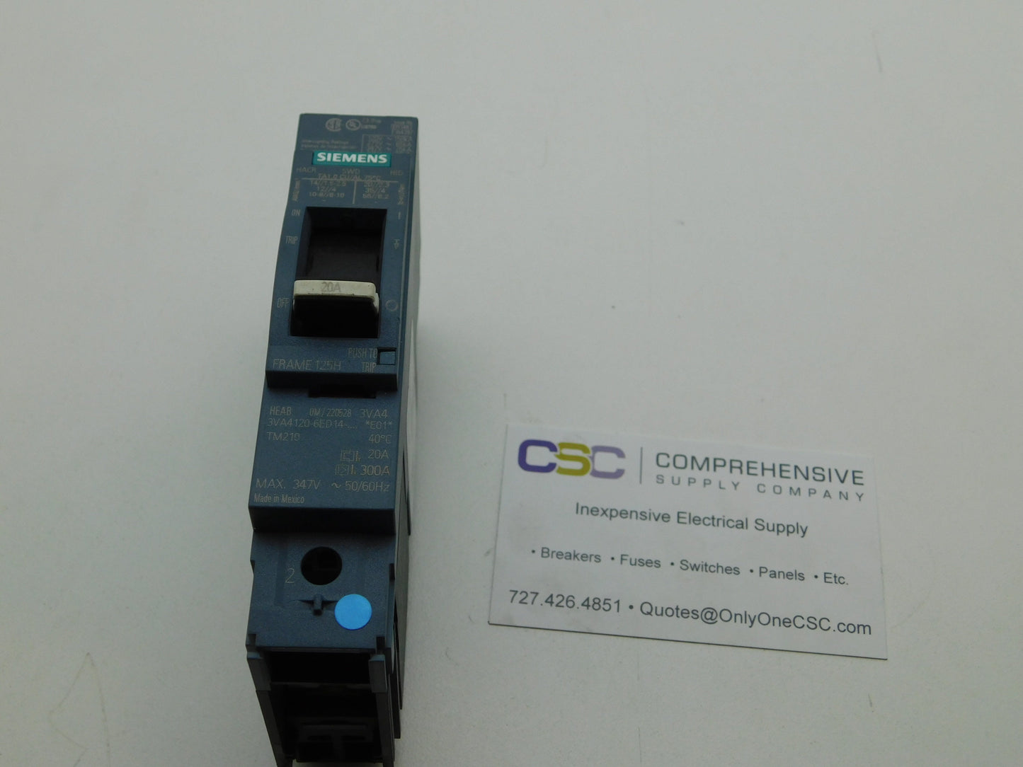 3VA4120-6ED14-0AA0 - Siemens 20A Amp 1P Pole 14kA@600Y/347 Bolt On Circuit Breaker