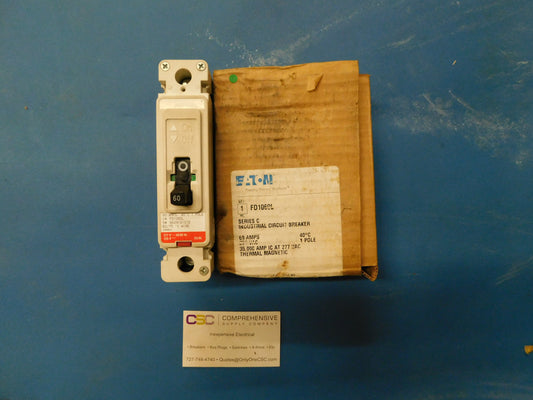 FD1060L - Eaton 60A Amp 1P Pole 35kA@277V Plug On Circuit Breaker W/Red Label