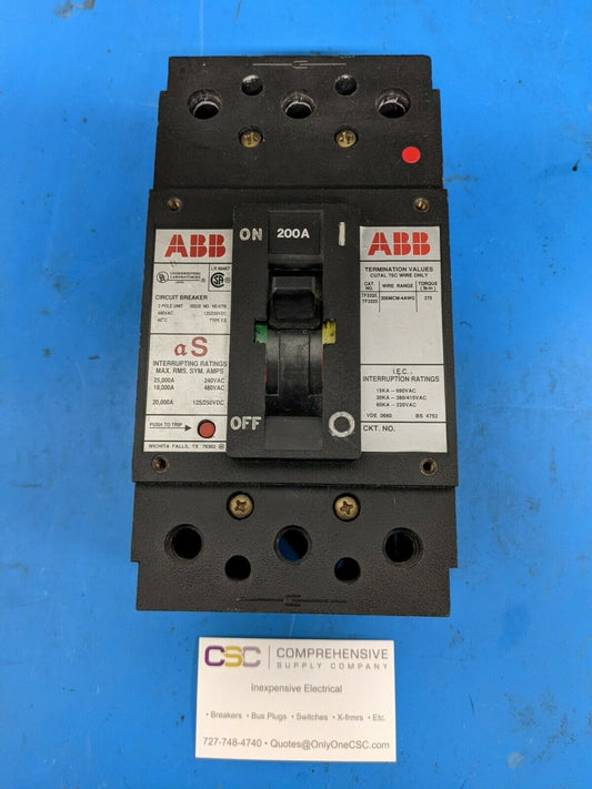ES-200A-2P-AUX - ABB 200A Amp 2P Pole 18kA@480V Feed Through Circuit Breaker