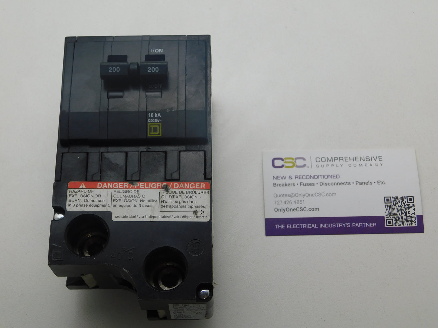 QO2200 - Square D 200A Amp 2P Pole 10kA@120/240V Plug On Circuit Breaker
