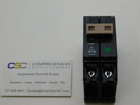 CHF245 - Eaton 45A Amp 2P Pole 10kA@120/240V Plug On Circuit Breaker