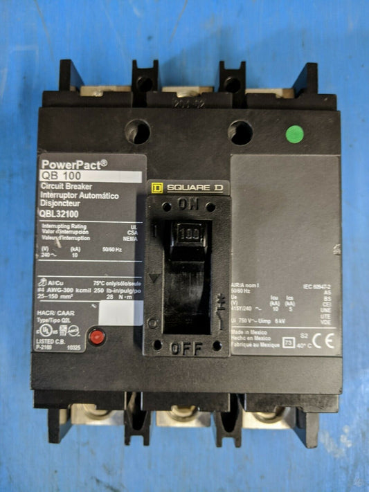 QBL32100 - Square D 100A Amp 3P Pole 10kA@240V Feed Through Powerpact Circuit Breaker