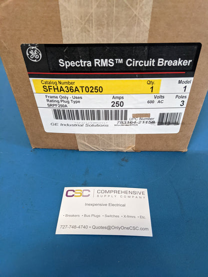 SFHA36AT0250 - GE 250A Amp 3P Pole 600V 35kA@480V Bolt On Spectra Rms Circuit Breaker