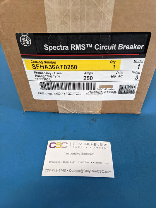 SFHA36AT0250 - GE 250A Amp 3P Pole 600V 35kA@480V Bolt On Spectra Rms Circuit Breaker