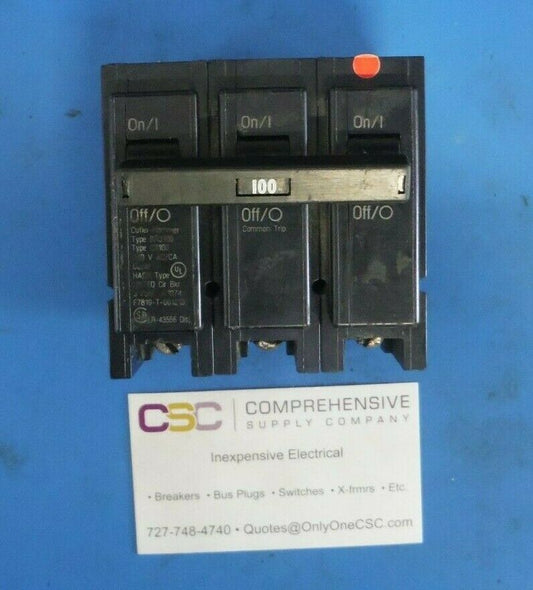 BR3100 - Cutler Hammer 100A Amp 3P Pole 10kA@240V Plug On Circuit Breaker