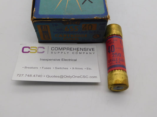 655-40 - Eagle 40A Amp 250V Class H Cartridge Fuse - 10 Pack