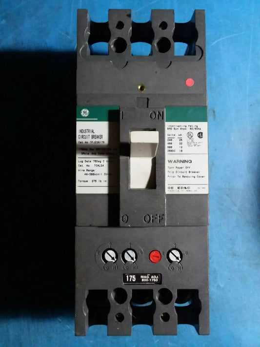 TFJ236175 - GE 175A Amp 3P Pole 600V 22kA@480V Bolt On Circuit Breaker