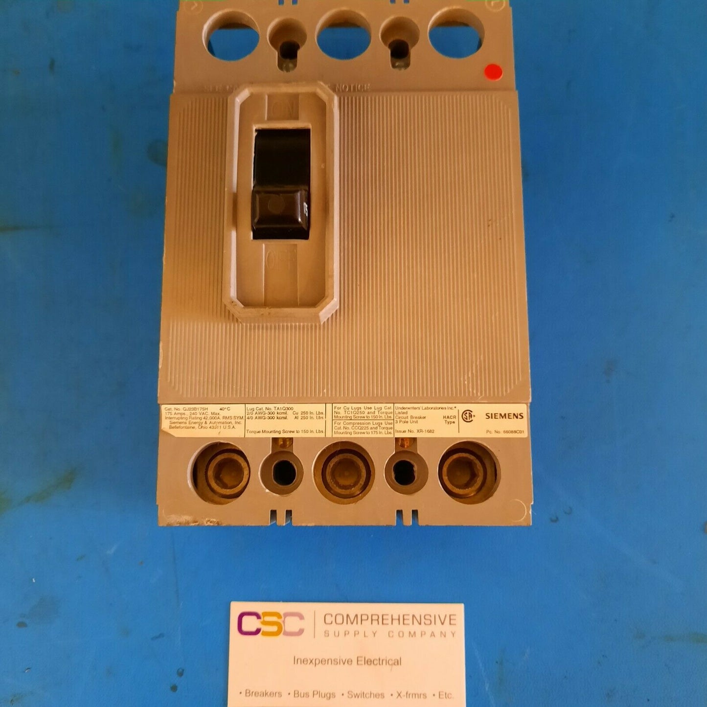 QJ23B175H - Siemens 175A Amp 3P Pole 42kA@240V Bolt On Circuit Breaker