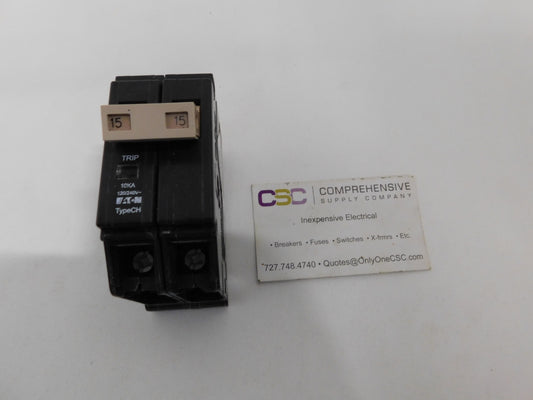 CH215 - Cutler Hammer 15A Amp 2P Pole 10kA@120/240V Plug On Circuit Breaker