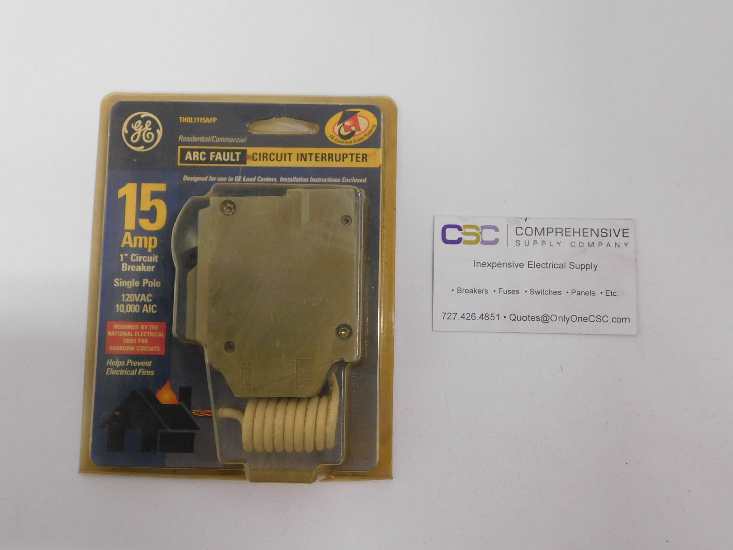 THQL1115AF - GE 15A Amp 1P Pole 10kA@120V Plug On Arc Fault AFCI Gray Circuit Breaker
