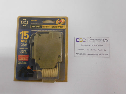 THQL1115AF - GE 15A Amp 1P Pole 10kA@120V Plug On Arc Fault AFCI Gray Circuit Breaker