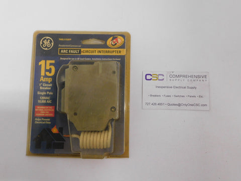 THQL1115AF - GE 15A Amp 1P Pole 10kA@120V Plug On Arc Fault AFCI Gray Circuit Breaker