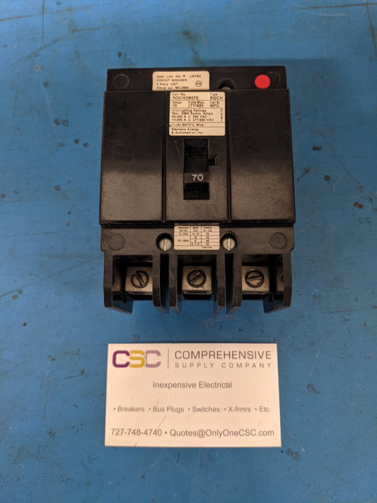 BQCH3B070 - Siemens 70A Amp 3P Pole 14kA@480V Bolt On Bqch Circuit Breaker
