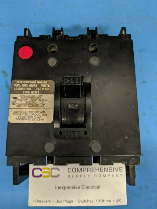 Q2M3200MT - Square D 200A Amp 3P Pole 10kA@240V Bolt On Circuit Breaker