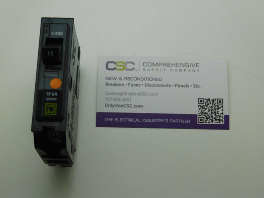 QO115 - Square D 15A Amp 1P Pole 10kA@120/240V Plug On Circuit Breaker