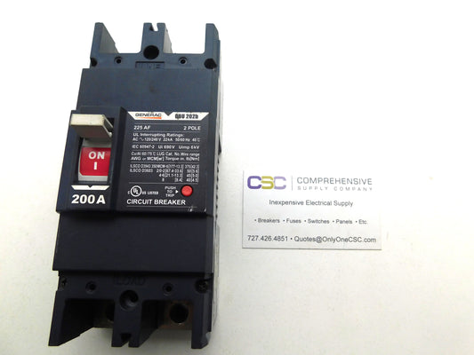 GBU202B - Generac 200A Amp 2P Pole 22kA@120/240V Bolt On Blue Circuit Breaker