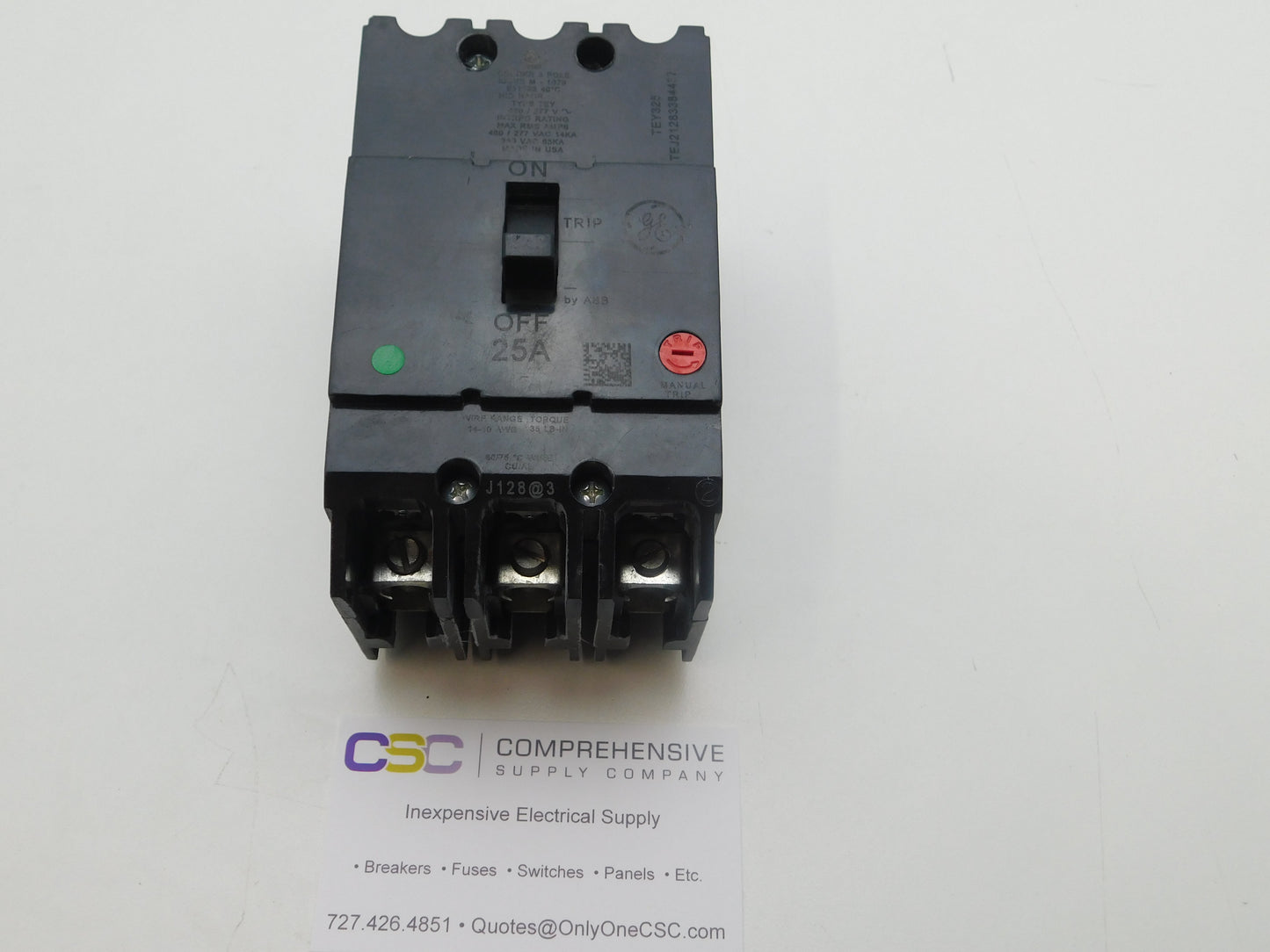 TEY325 - GE 25A Amp 3P Pole 14kA@480/277V Bolt On Circuit Breaker