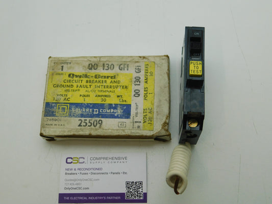 QO130GFI - Square D 30A Amp 1P Pole 10kA@120V Plug On Ground Fault GFCI Circuit Breaker - Older Series