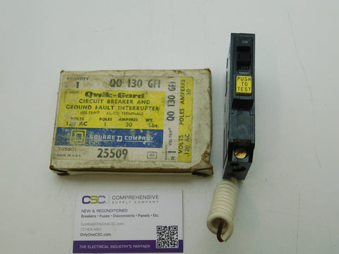 QO130GFI - Square D 30A Amp 1P Pole 10kA@120V Plug On Ground Fault GFCI Circuit Breaker - Older Series