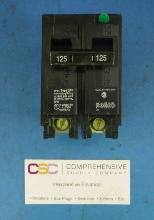 Q2125H - Siemens 125A Amp 2P Pole 22kA@120/240V Plug On Circuit Breaker