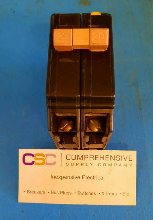 CH220 - Cutler Hammer 20A Amp 2P Pole 10kA@120/240V Plug On Circuit Breaker W/Metal Foot
