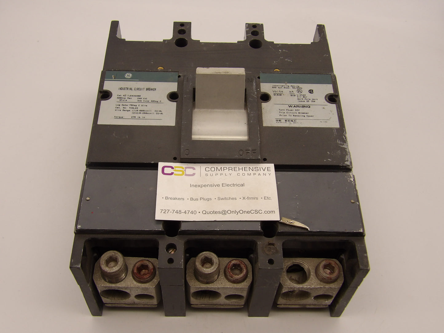 TJD432400 - GE 400A Amp 3P Pole 22kA@240V Bolt On Circuit Breaker
