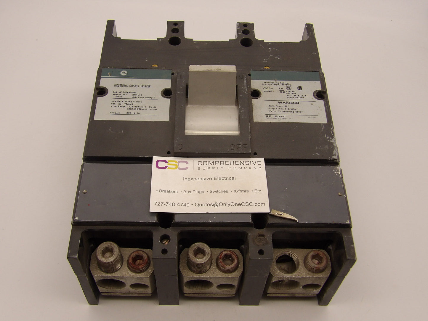 TJD432400 - GE 400A Amp 3P Pole 22kA@240V Bolt On Circuit Breaker