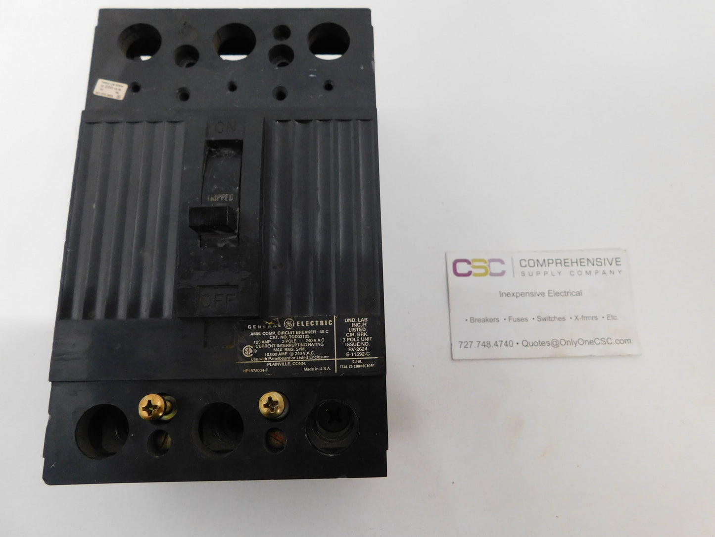 TQD32125 - GE 125A Amp 3P Pole 10kA@240V Bolt On Circuit Breaker
