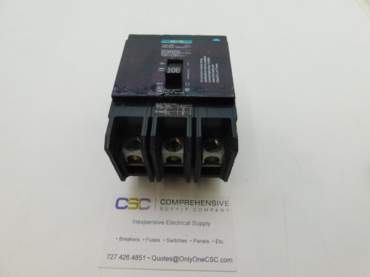 BQD3100 - Siemens 100A Amp 3P Pole 14kA@480Y/277V Bolt On Black Circuit Breaker