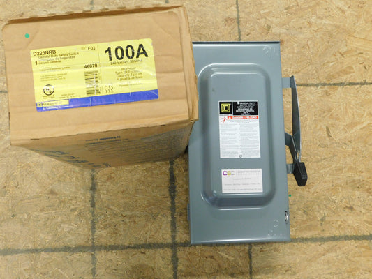 D223NRB - Square D 100A Amp 2P Pole 240V Nema 3R Fusible Safety Switch W/Neutral