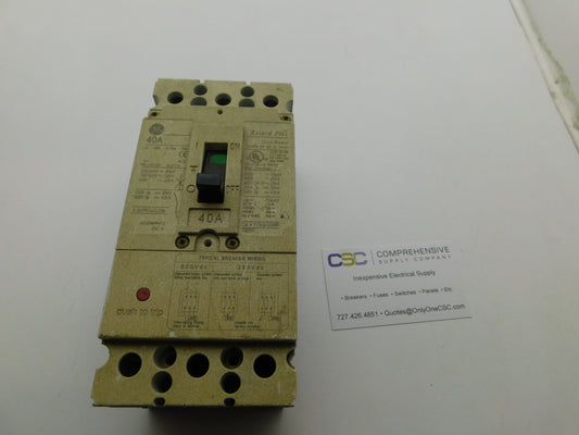 FCN36TE040R-RE - GE 40A Amp 3P Pole 600V 65kA@480V Feed Through Record Plus Circuit Breaker
