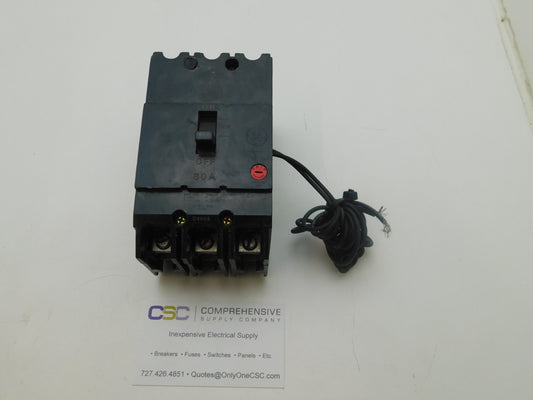 TEY380ST12 - GE 80A Amp 3P Pole 14kA@480/277V Bolt On Circuit Breaker W/120/270V Shunt Trip