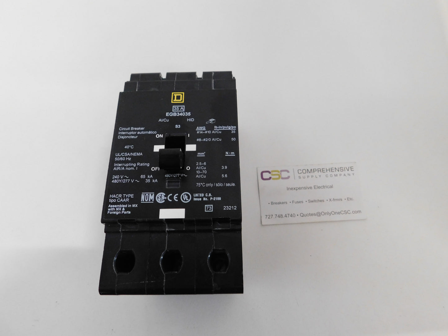 EGB34035 - Square D 35A Amp 3P Pole 35kA@480Y/277V Bolt On Egp Circuit Breaker