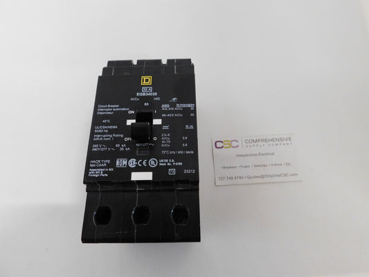 EGB34035 - Square D 35A Amp 3P Pole 35kA@480Y/277V Bolt On Egp Circuit Breaker