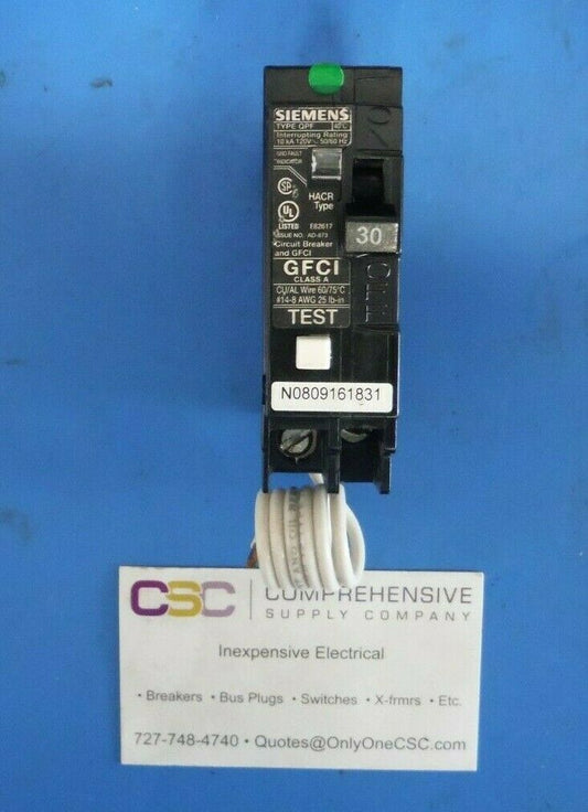 QF130 - Siemens 30A Amp 1P Pole 10kA@120V Plug On Ground Fault GFCI Circuit Breaker