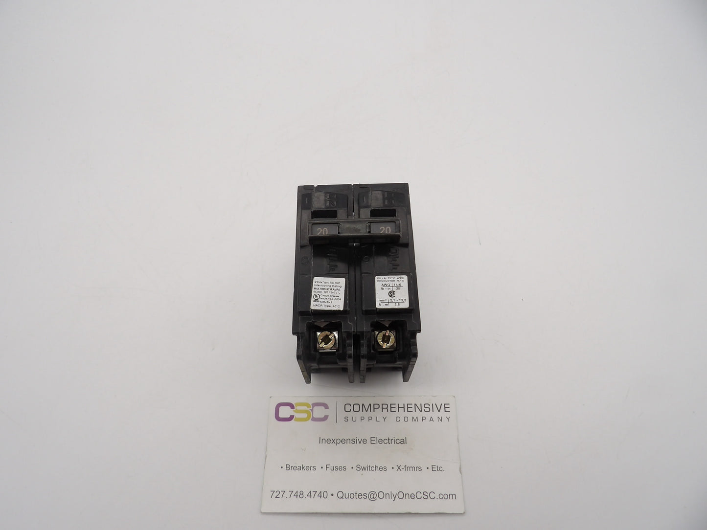 Q220HH - Siemens 20A Amp 2P Pole 65kA@120/240V Plug On Circuit Breaker