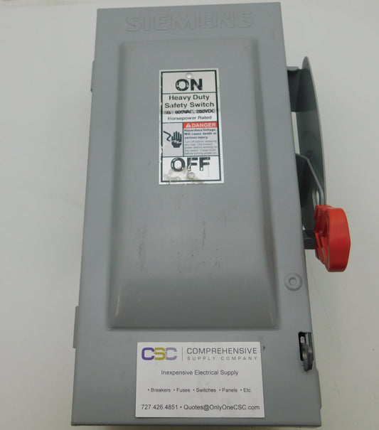 HF361N - Siemens 30A Amp 3P Pole 600V Nema 1 Fusible Heavy Duty Safety Switch W/Neutral