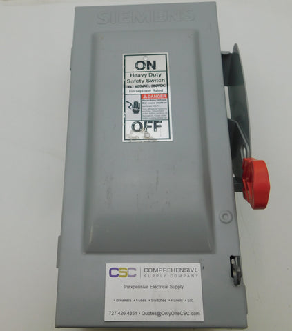 HF361N - Siemens 30A Amp 3P Pole 600V Nema 1 Fusible Heavy Duty Safety Switch W/Neutral