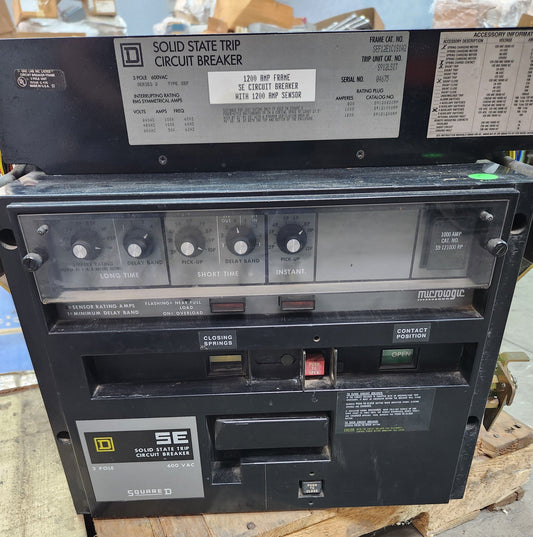 SEF12E1C1S1A2 - Square D 1200A Amp 3P Pole 600V 100kA@480V Eo/Bo Se Sef Circuit Breaker W/1000A Rating Plug & Lsi Trip