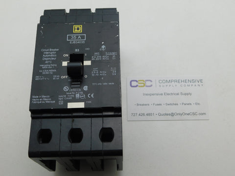 EJB34035 - Square D 35A Amp 3P Pole 65kA@480Y/277V Bolt On Circuit Breaker