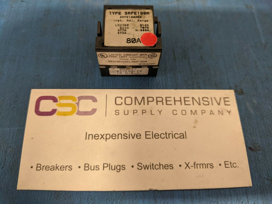 SRPE100A80 - GE 80A Amp Rating Plug/Trip Used For Sed/Seh/Sel/Sep Circuit Breakers