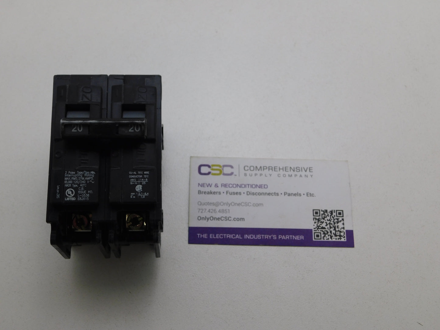 B220HH - Siemens 20A Amp 2P Pole 65kA@120/240V Bolt On Circuit Breaker