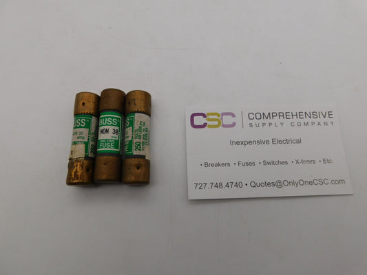 NON-30 - Bussmann 30A Amp 250V Class H One-Time Cartridge Fuse - 3 Pack