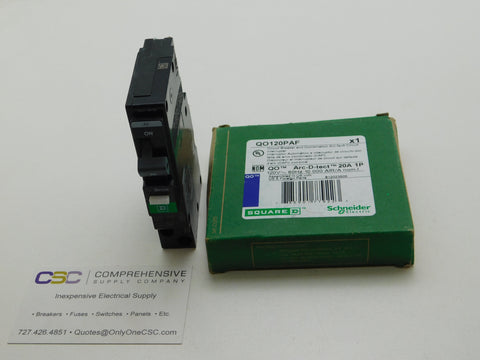QO120PAF - Square D 20A Amp 1P Pole 10kA@120V Plug On Neutral Combo Arc Fault Circuit Breaker