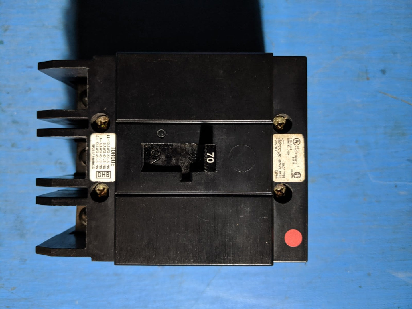 GHB3070 - Eaton 70A Amp 3P Pole 14kA@480Y/277V Bolt On Circuit Breaker