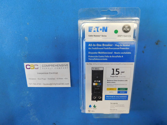 BRP115A1 - Eaton 15A Amp 1P Pole 10kA@120V Plug On Dual Function AFCI/GFCI Neutral Circuit Breaker