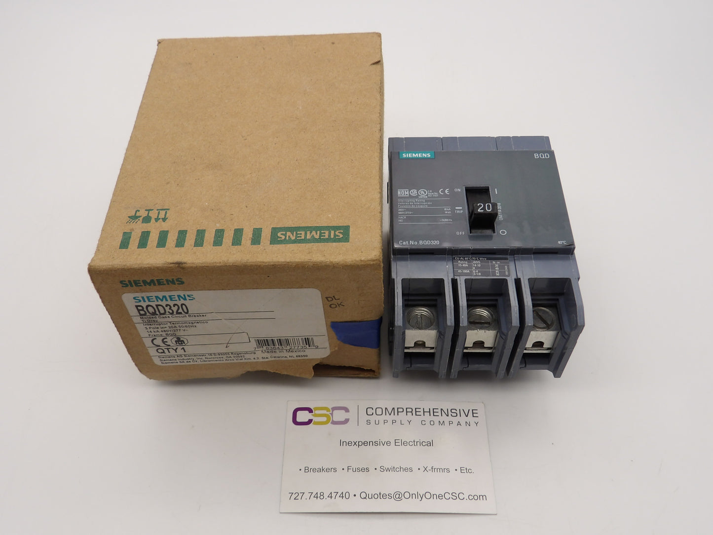 BQD320 - Siemens 20A Amp 3P Pole 14kA@480Y/277V Bolt On Circuit Breaker