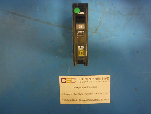 QO125 - Square D 25A Amp 1P Pole 10kA@120/240V Plug On Circuit Breaker